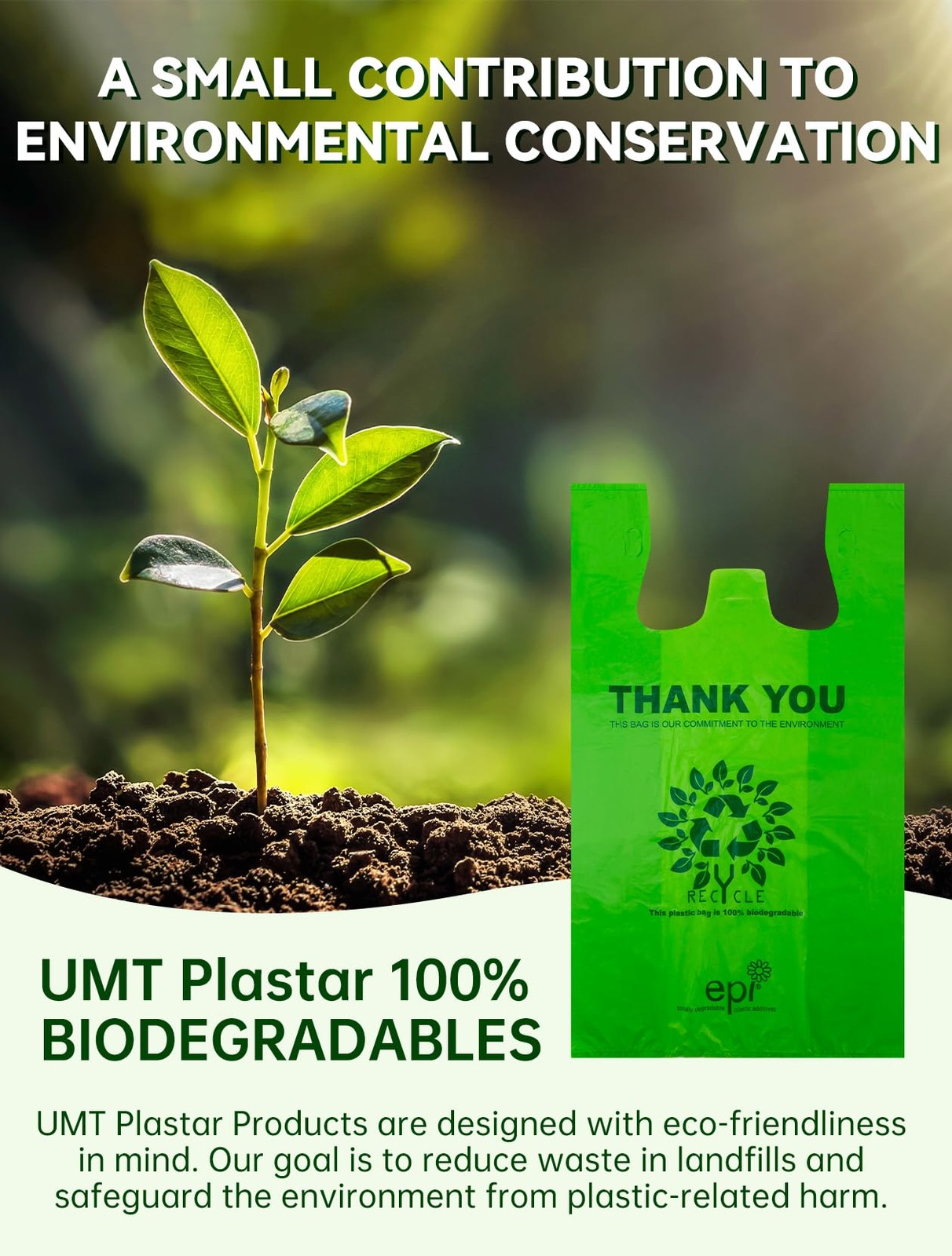 [200 per box],Recyclable Compostable Reusable Biodegradable Plastic T-Shirt Bags