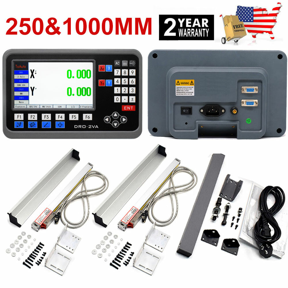 2 Axis LCD Digital Readout DRO 10″ 40″ Glass Linear Scale Encoder Sensor kit