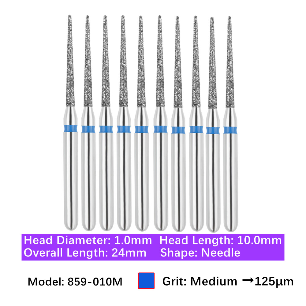 Vakker 10pc Diamond Burs Needle Burs Friction Grip Burs for High Speed Handpiece