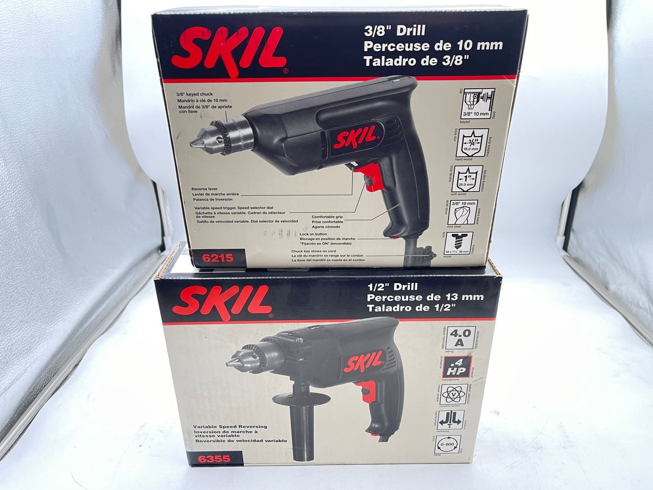SKIL 1/2″ & 3/8″ Reversing Corded Drill Set of 2 New