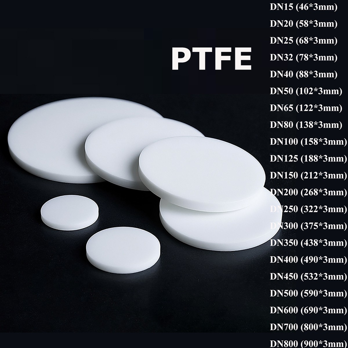 PTFE Discs Solid Round Sheet Pads Sealed Cushioning DN15 – DN800 Thickness 3mm
