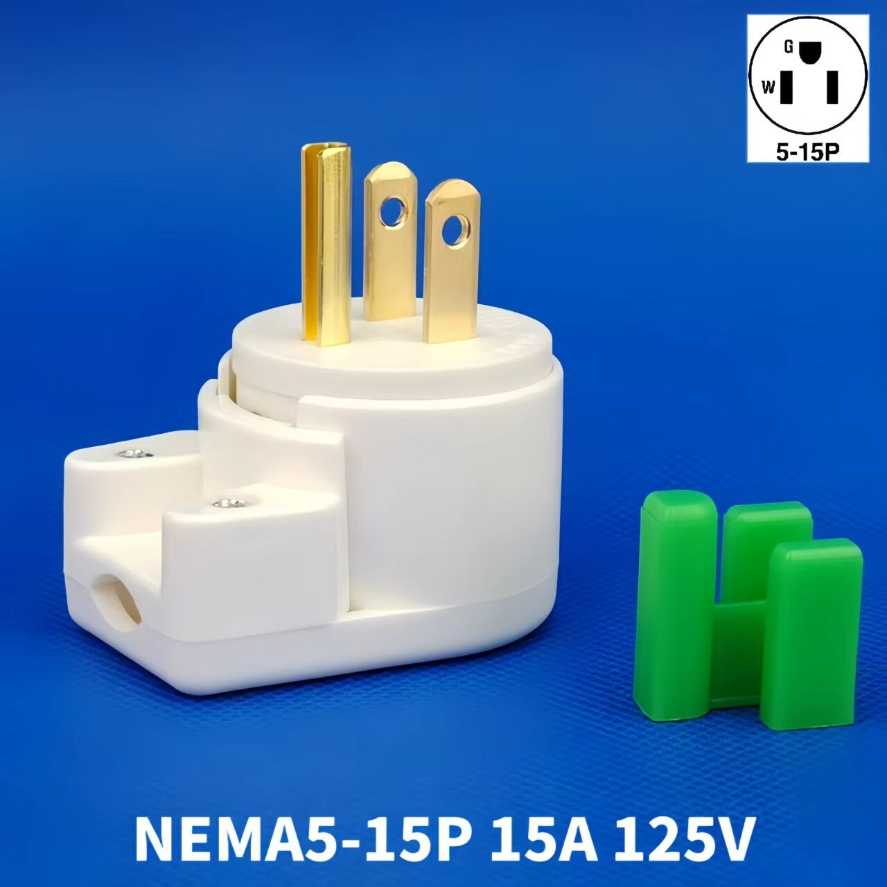 USA Canada 90 Degree Male Plug Nema 5-15P 3 Pole Angle DIY, 15A 125V ETL Listed