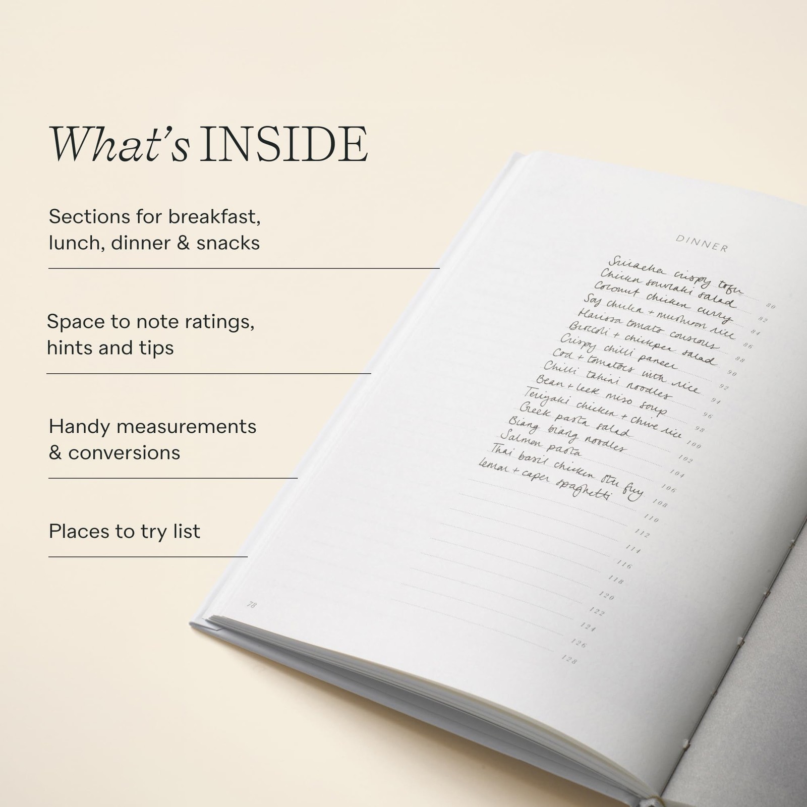 Papier Al Fresco Recipe Journal – Hardback | A5 – 8.46″L x 6.02″W, Green