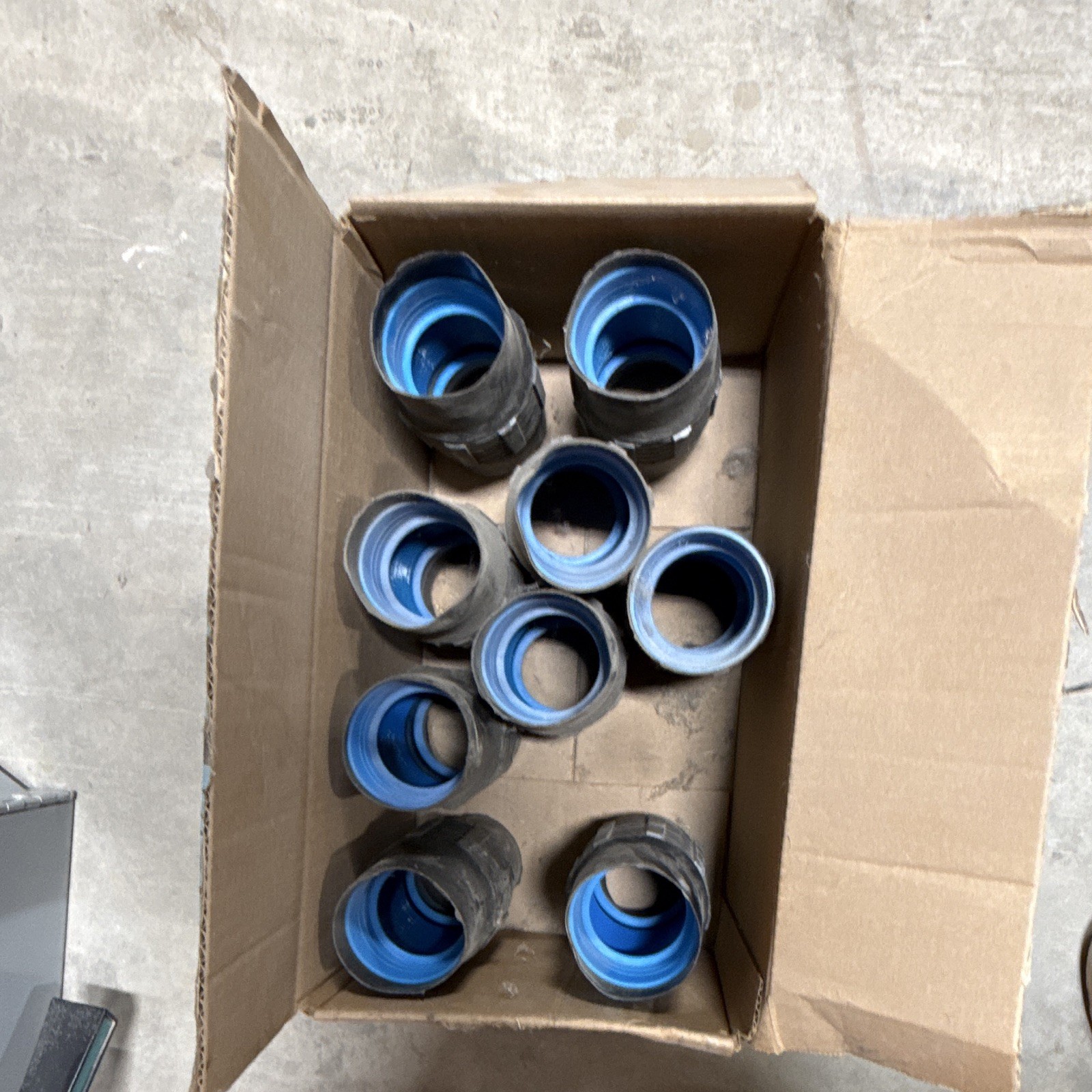 (9) $24.99 each.T&B ENT Conduit Coupling Connector, Black Plastic w/ Blue Insert