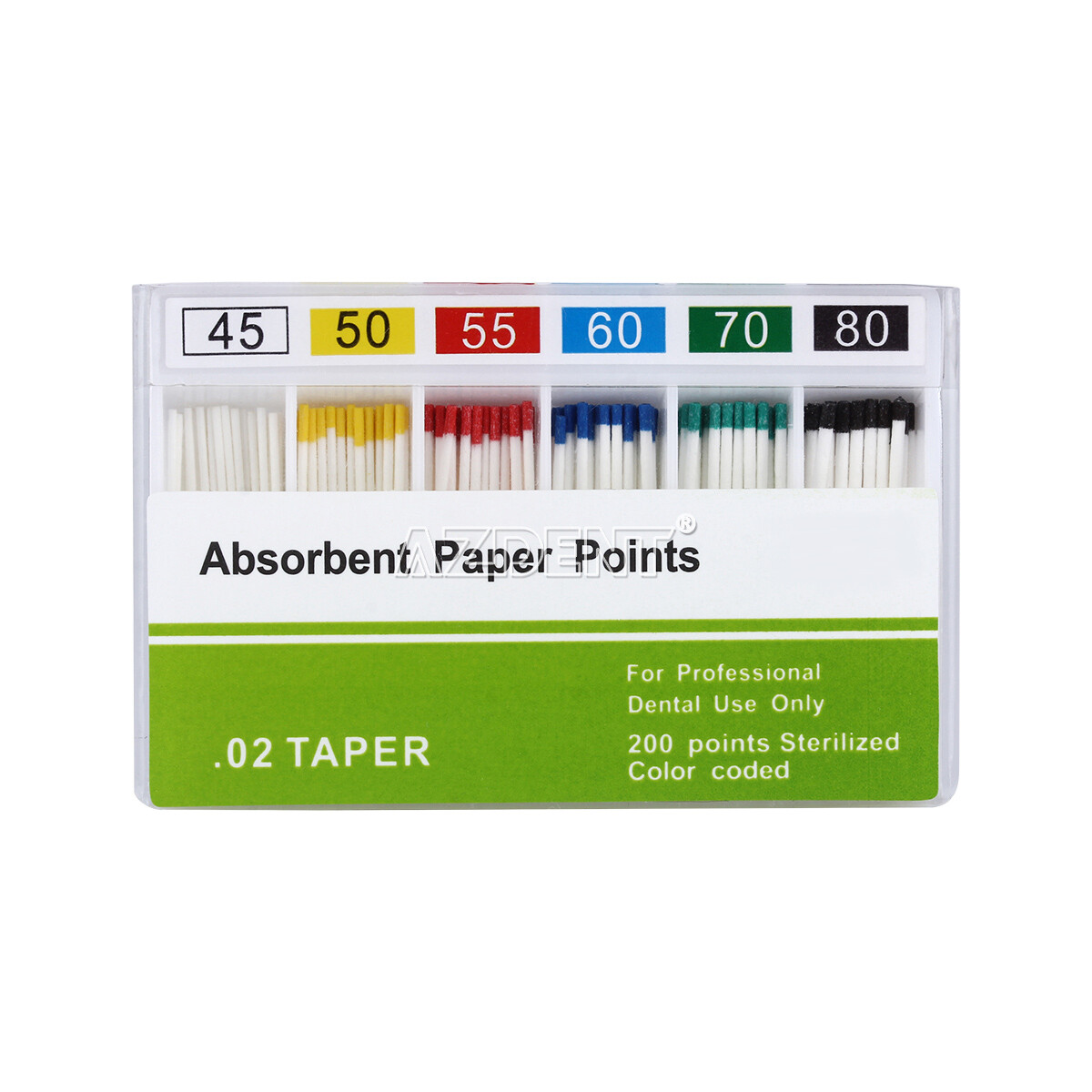 5Box AZDENT Dental EODO Absorbent Paper Points 45 -80# 0.02 Root Endodontics