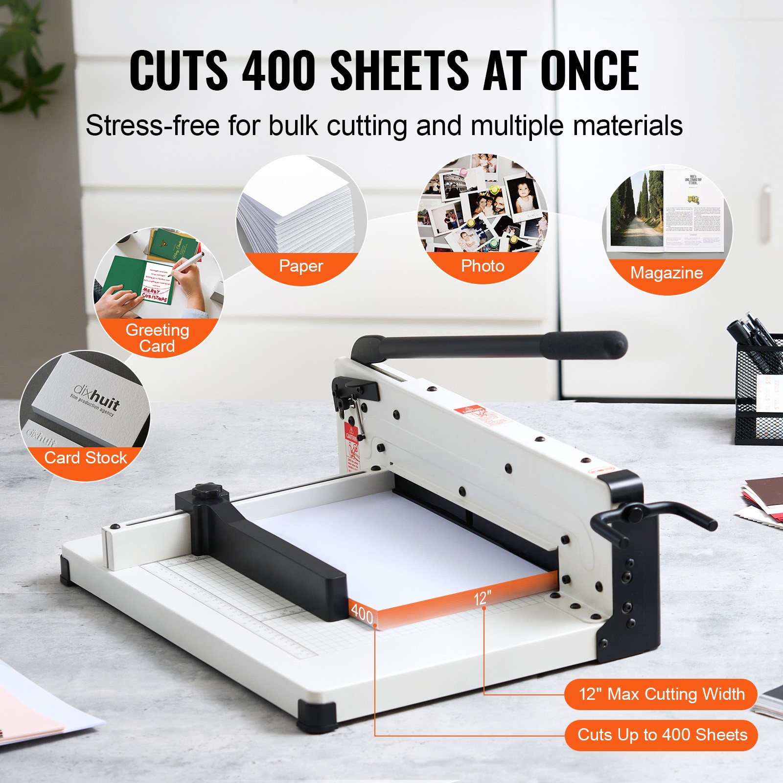 Uimoso Paper Cutter 12″A4 Guillotine Paper Trimmer 400 Sheet Capacity Metal Base