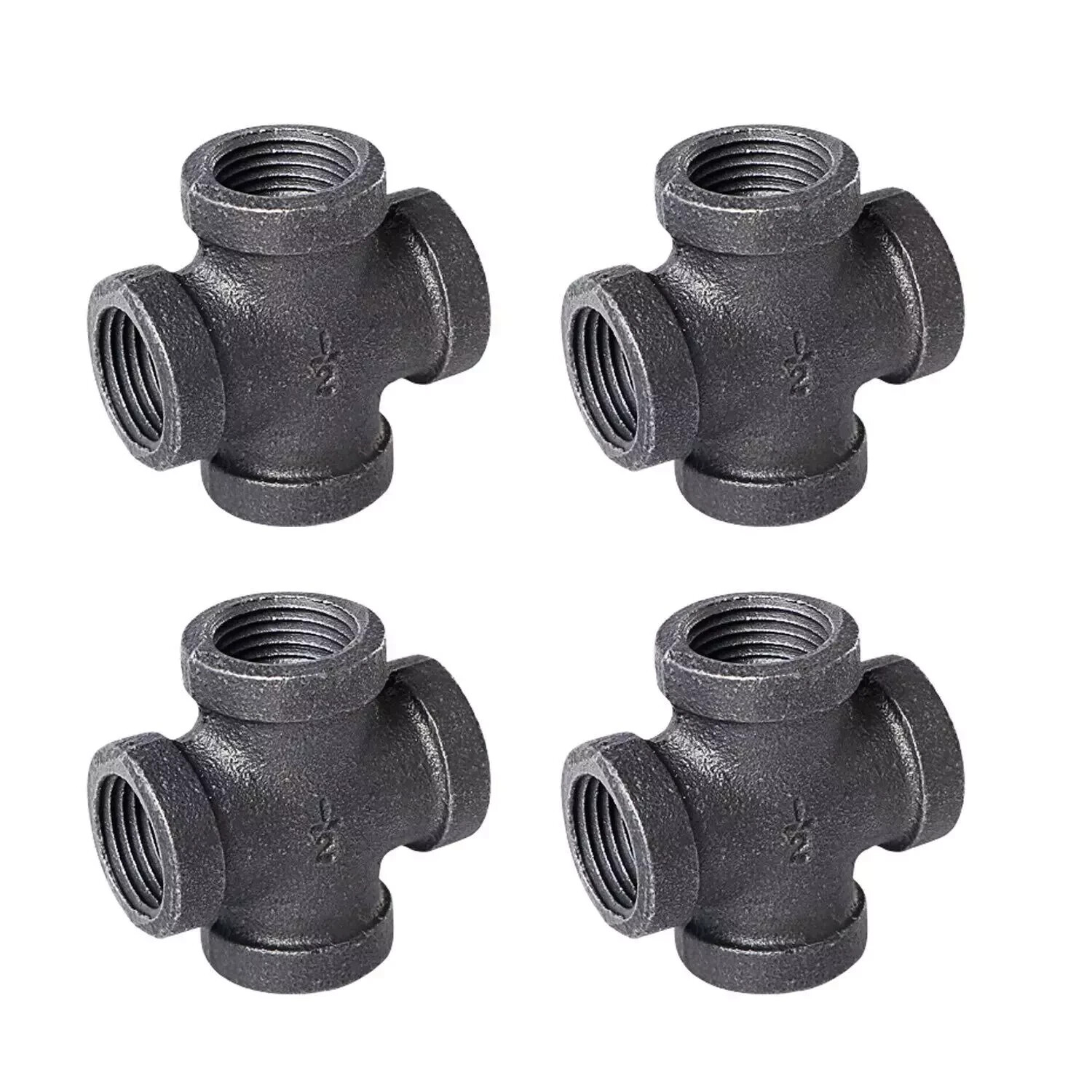 1/2″ 4way Cross Fitting Connector 4pack Cast Malleable Iron 4 Way Corner Pipe Fi