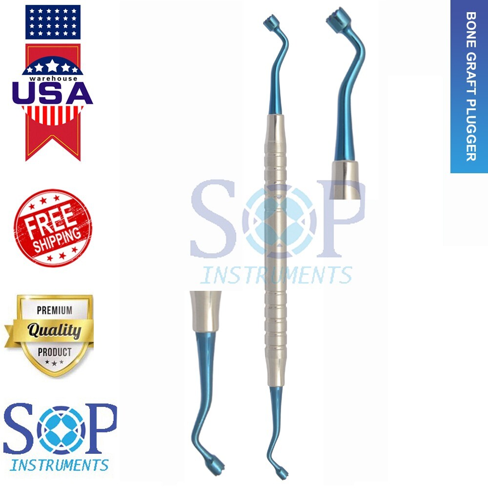 Dental Serrated Bone Packer / Plugger Serrated Tips BLUE by SOP Instruments
