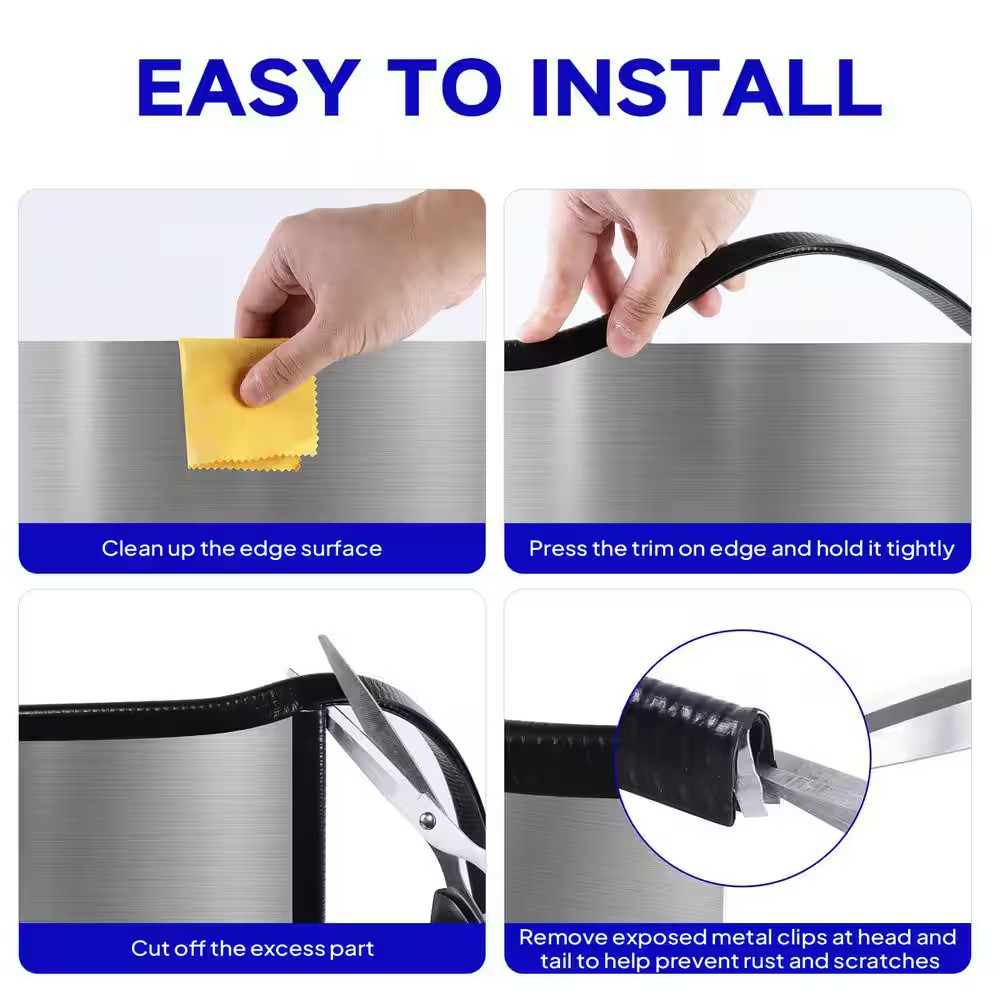 120 In. X 10 Ft. X 0.5 In. X 1 In. Flexible, Durable, Easy to Install, Black wit