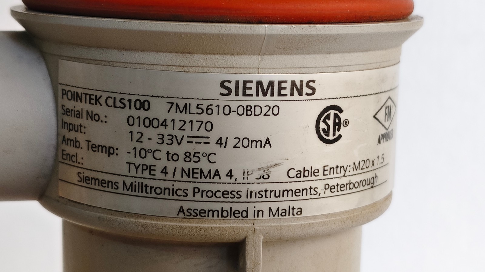 SIEMENS POINTEK CLS100 LEVEL SENSOR 7ML5610-0BD20
