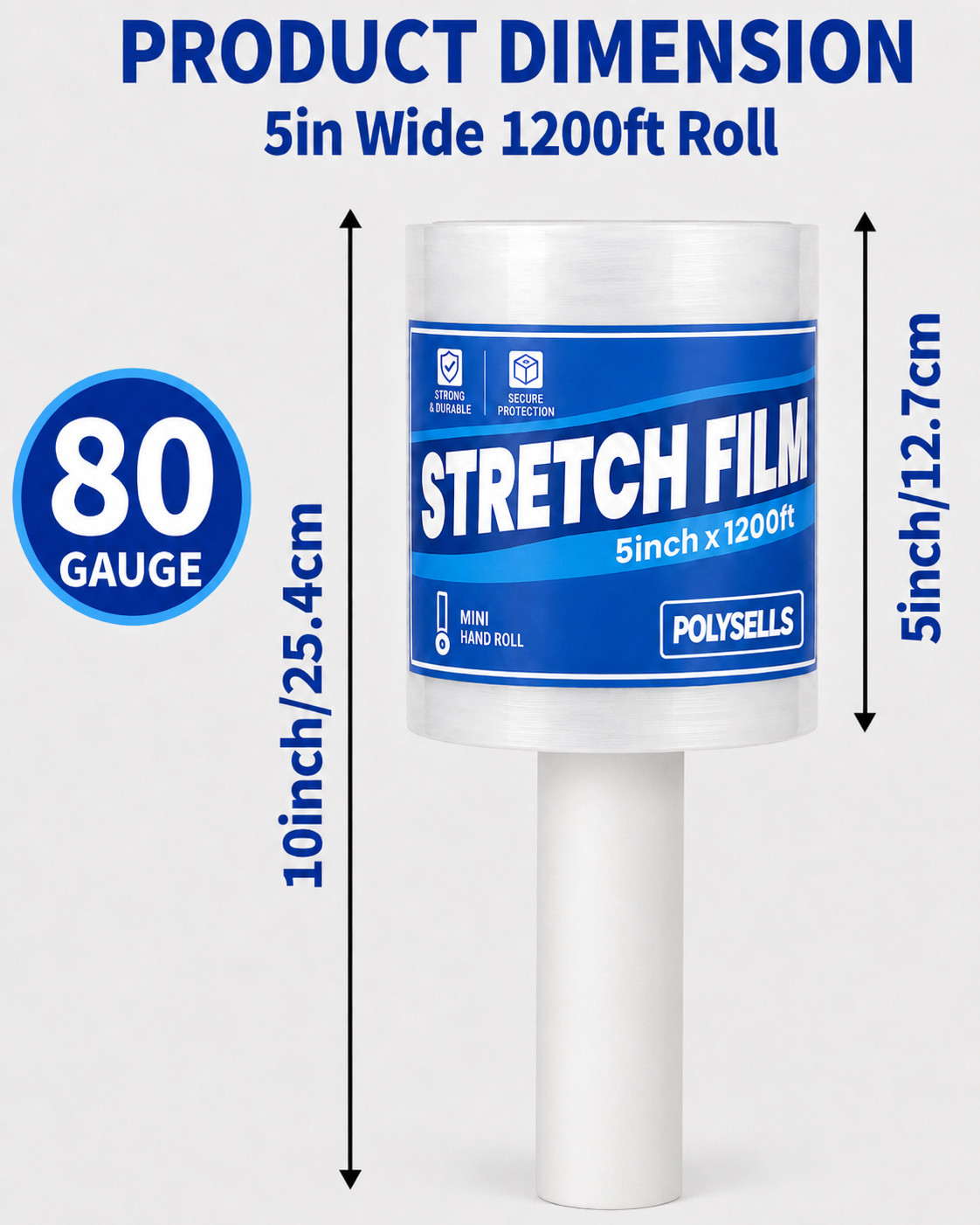 2/8/16 Rolls 5 in. x 1200 ft. Stretch Hand Wrap Clear Cling Plastic Wrap