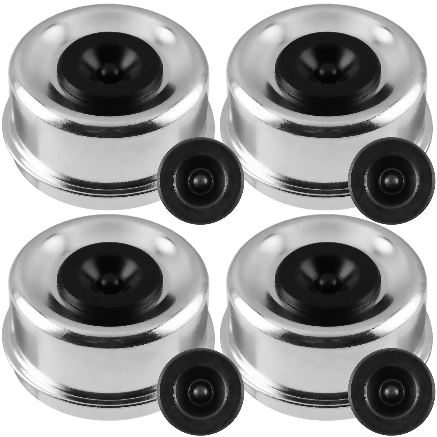 4pk Trailer Axle Dust Cap 2.72″ for 7000-8000lbs Axles w/ Rubber Plugs