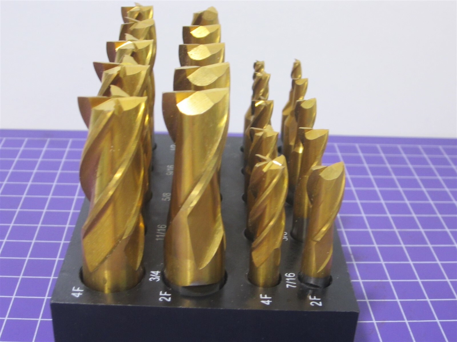 Value Collection 20 Piece HSS 3/16 to 3/4″ Square End Mill Set 2 & 4F TiN