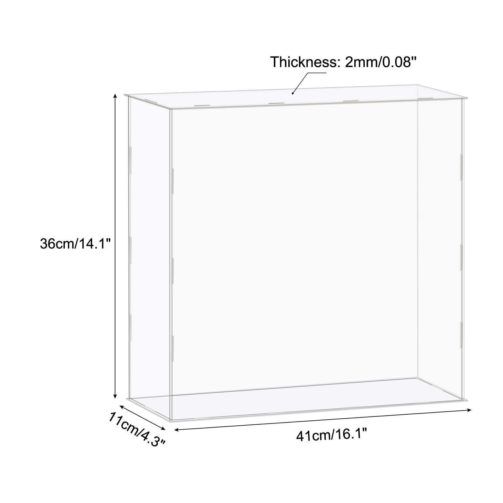 Display Case Box Acrylic Box Transparent Showcase 41x11x36cm for Collectibles