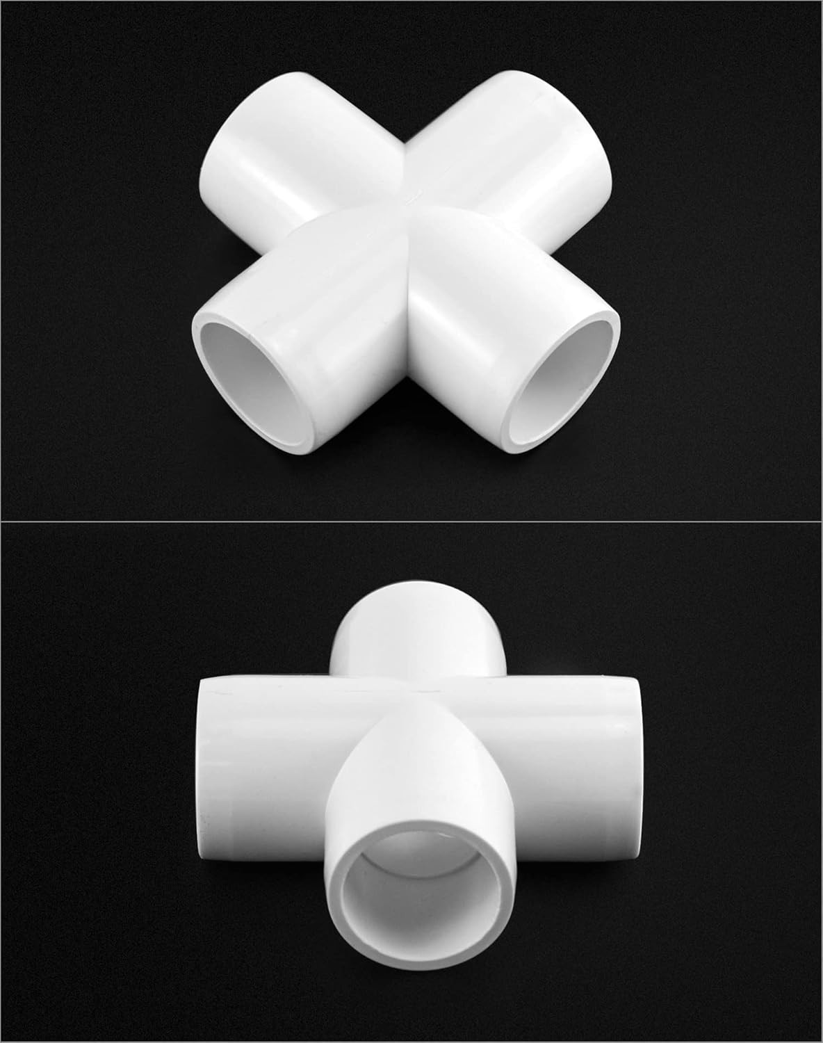 4-Way 1/2” PVC Cross Fittings 10 Pack | Furniture Grade, White, DIY Projects Kit