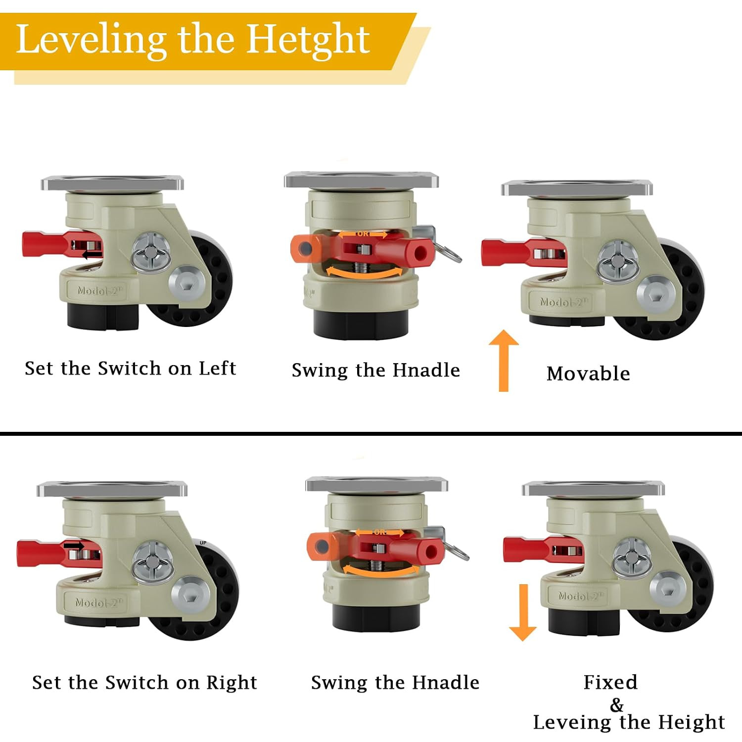 Leveling Casters Wheel Heavy Duty 3300LBS Load Capacity Caster Set of 4