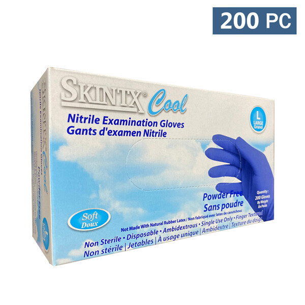 SkinTX Nitrile soft Exam Chemo Gloves, Blue 200 /box Large