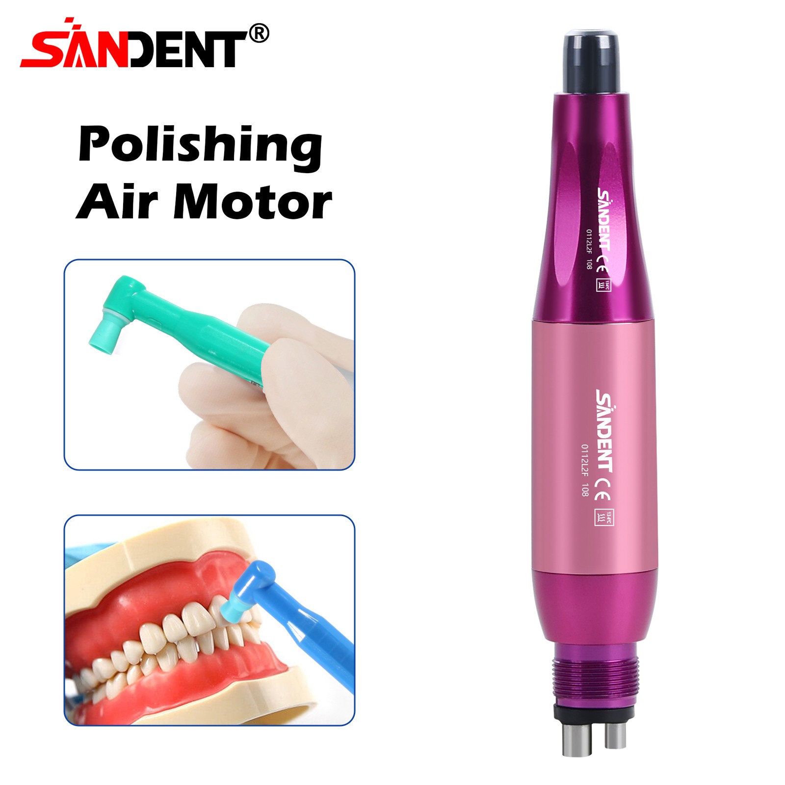 360° Swivel Dental Hygiene Prophy Handpiece Air Motor 4 Holes & 4:1 Nose Cone