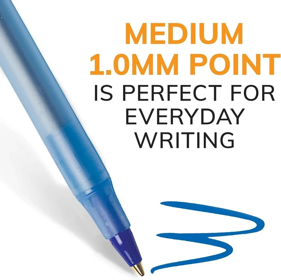 10-Count Pack BIC Round Stic Xtra Life Blue Ballpoint Pens, Medium Point (1.0mm)