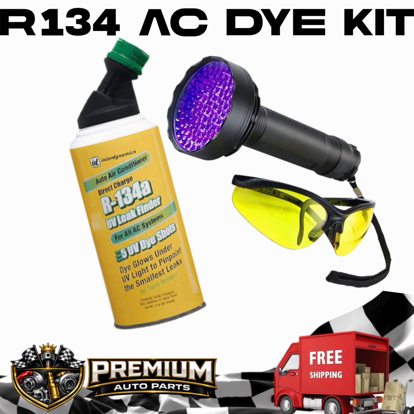 AC Leak Detector Kit, R134A AC UV Dye Injector Kit Easy To Find Your Leaks
