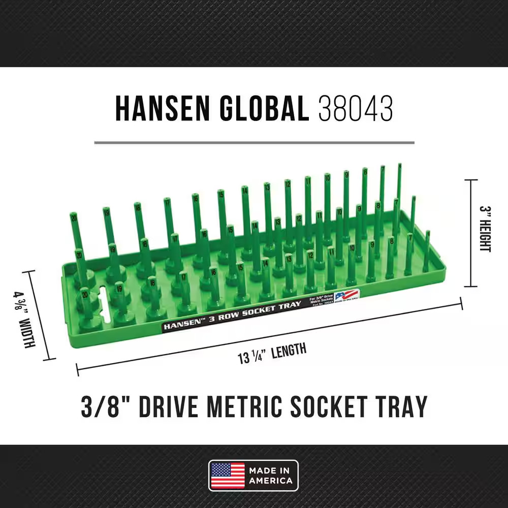 3-Row Socket Holder in Green 3/8 In. Drive Metric