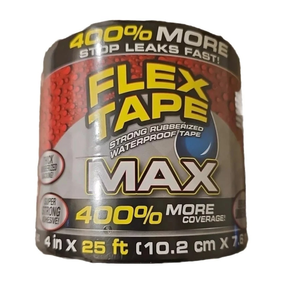 FLEX SEAL MAX Family Products Waterproof Repair Tape – Black – Size: 4″ × 25′