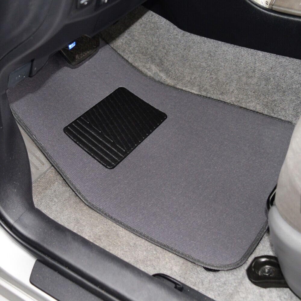 4pc Carpet Car Floor Mats Heavy Duty Heel Pad Med Gray 11.5×16.5 Rear MT-100