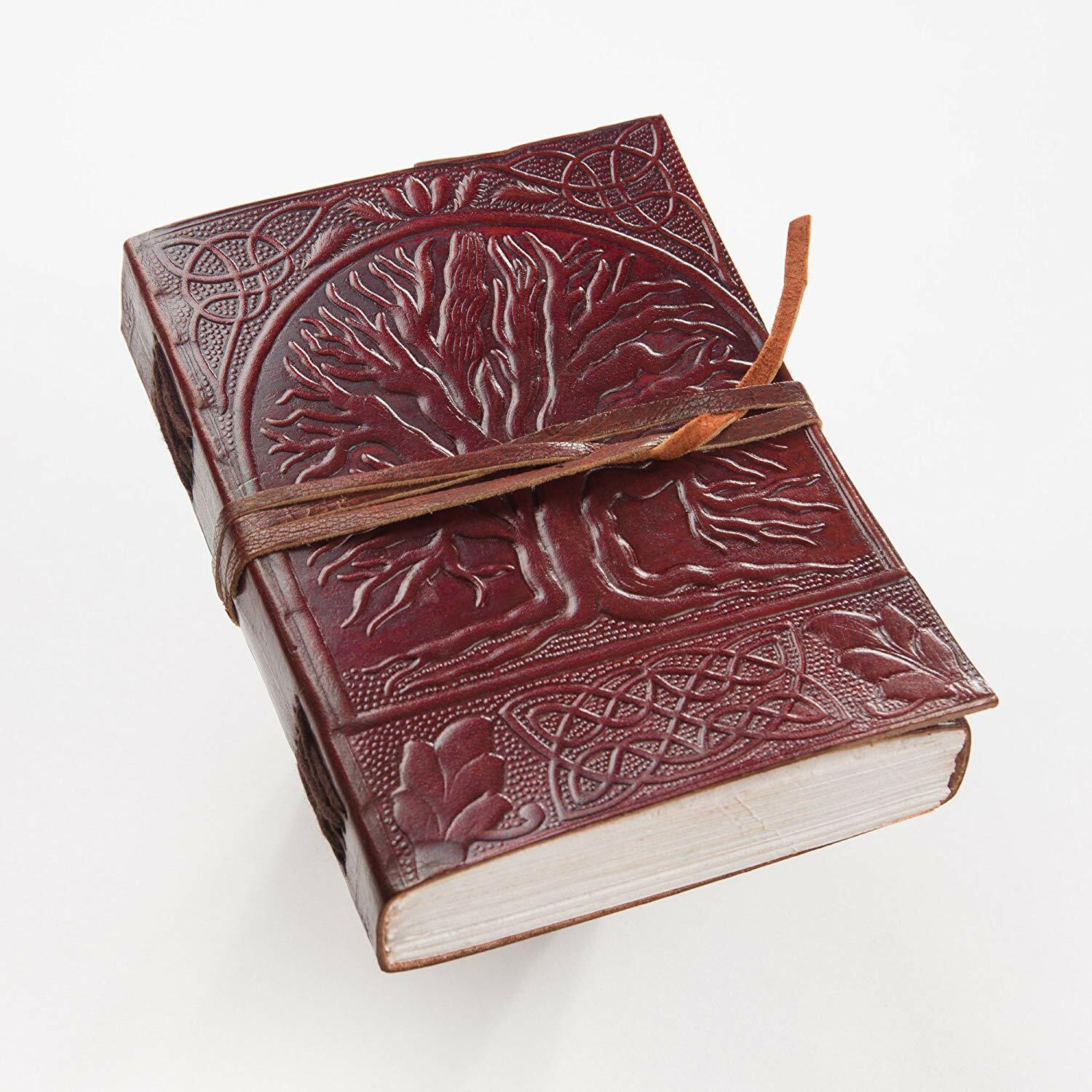 Sacred Oak Tree of Life Blank Page BOOK Handcrafted Leather Writing JOURNAL 5×7