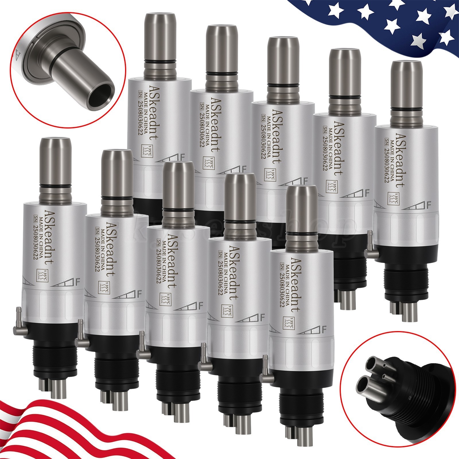 ASkeadnt Dental slow low Speed Handpiece Air Motor 4 Holes E-Type Connector FX
