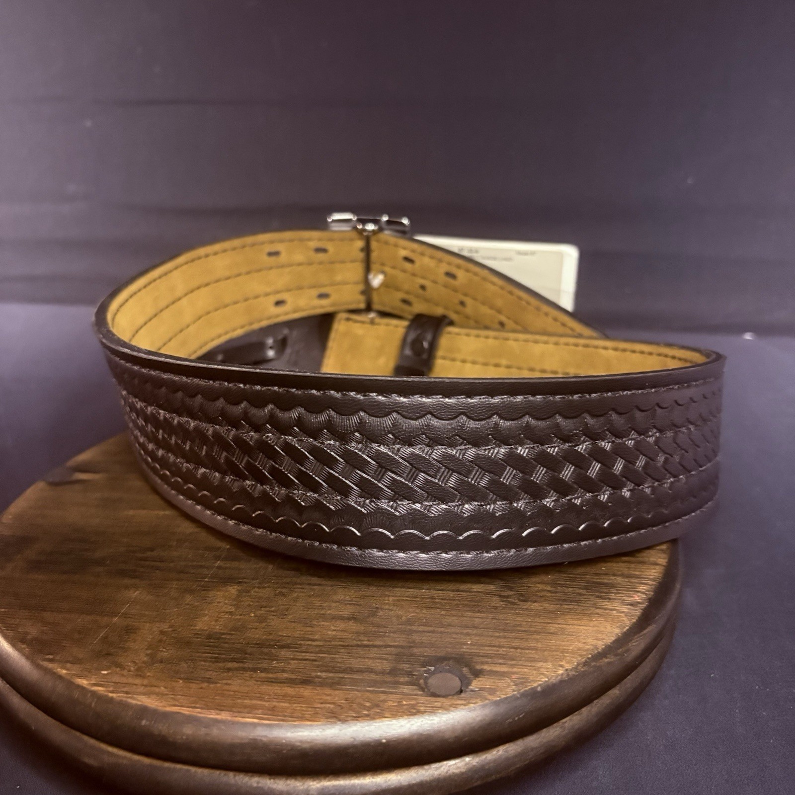 Safariland Model 87 Duty Belt – Size 32 – Sued Lined Basketweave – Black/Chrome