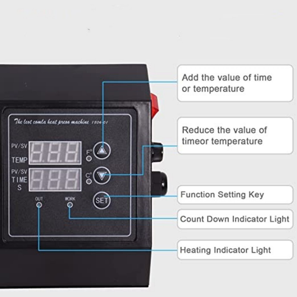 Heat Press Digital Dual Display Control Box-Temperature For Heat Press Machine