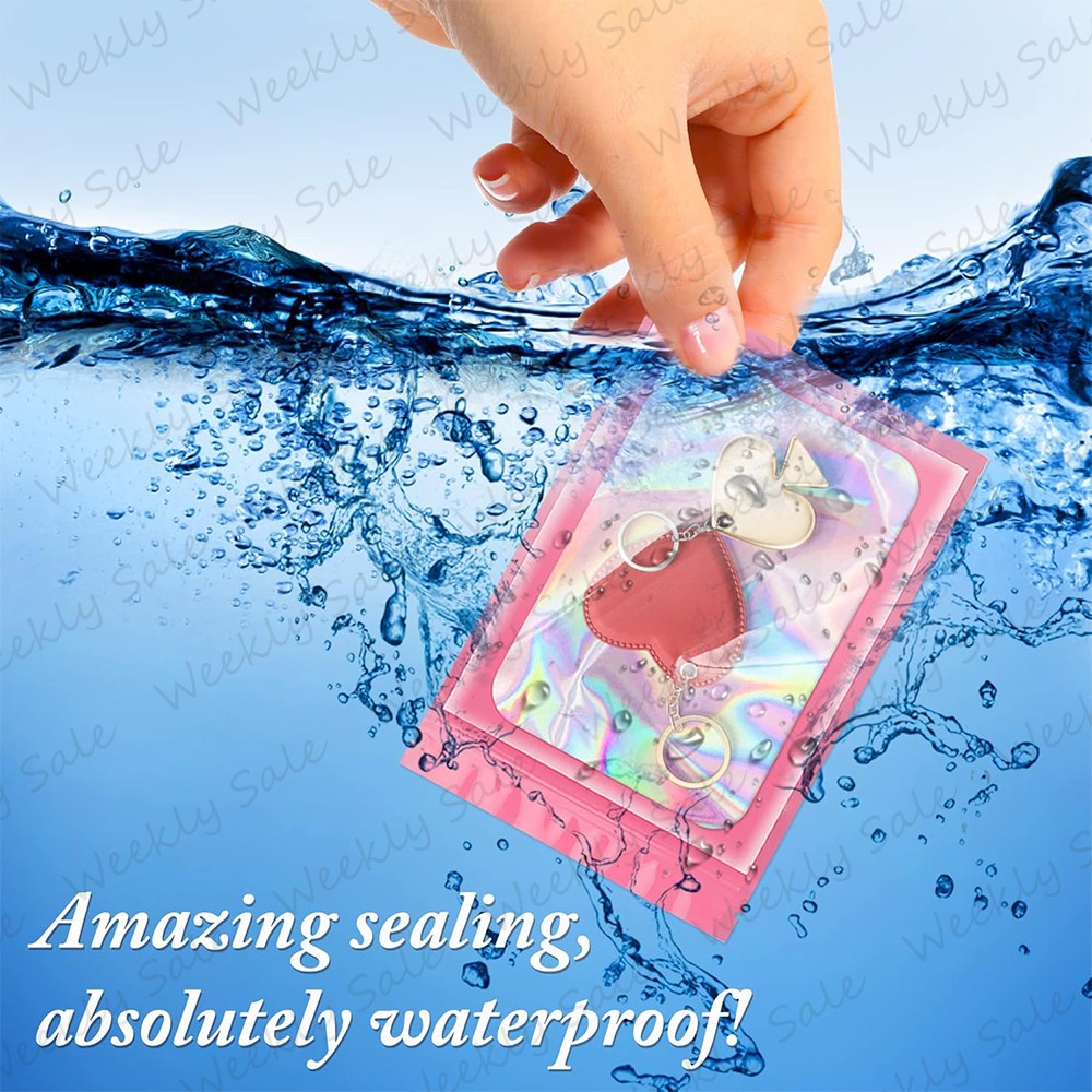 Holographic Mylar Foil Bags Smell Proof Resealable Zip Lock Pouch Rainbow Color