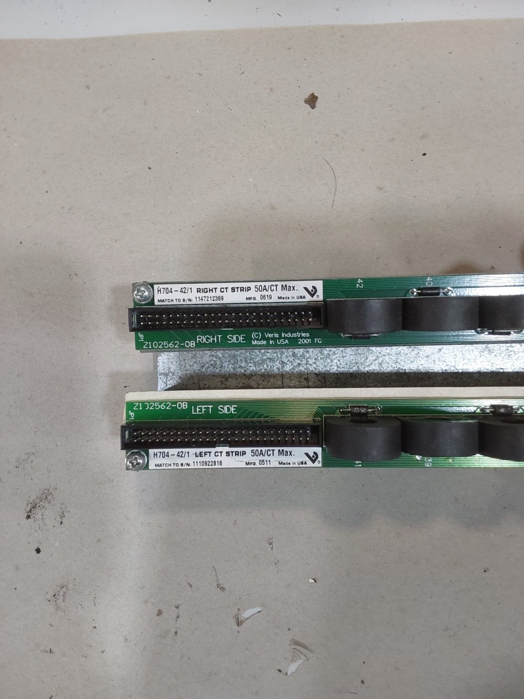 Veris Branch Circuit Current Monitoring L&R CT Strip H704-42/1 50A/CT Used