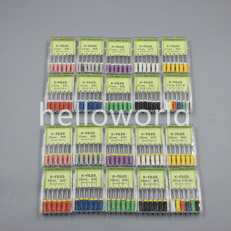 6 Pcs/Pack Nickel Titanium Dental Endodontic Root Canal Hand Use K-Files #15-40