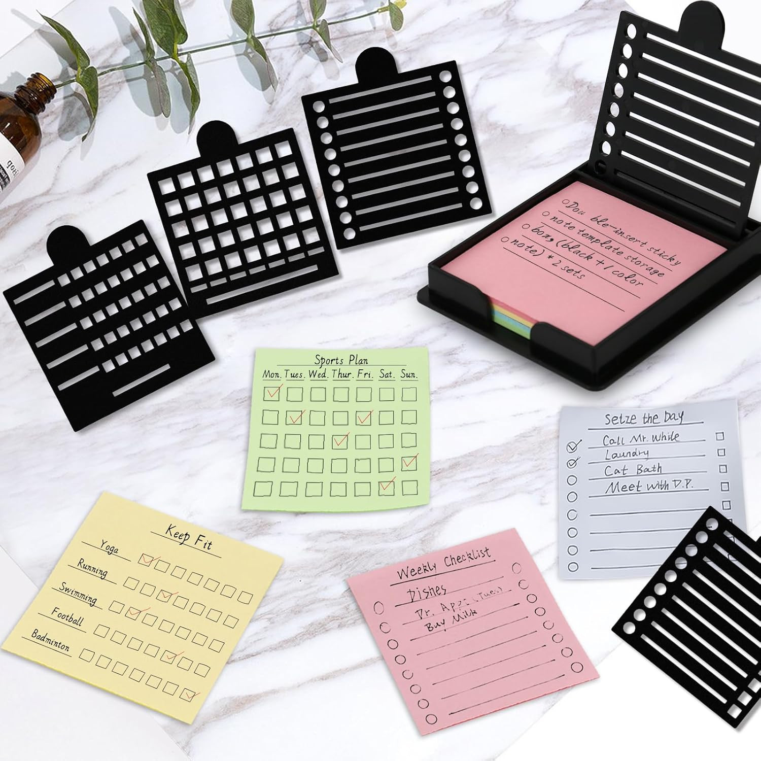 Sticky Note Stencil, Sticky Note Stencil and Holder, Post It Stencils, with Five