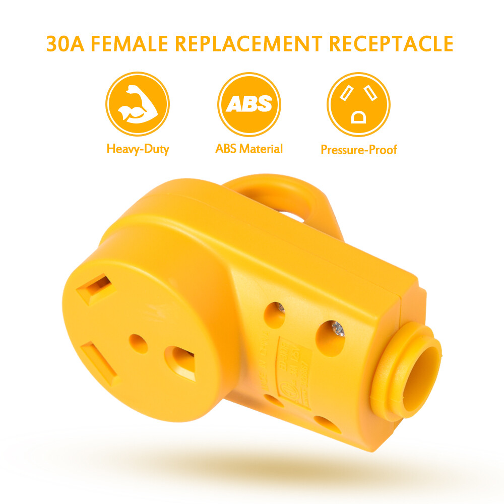 RV 30A Receptacle Female Plug Electrical Plug Replacement Cord Grip Handle 125V