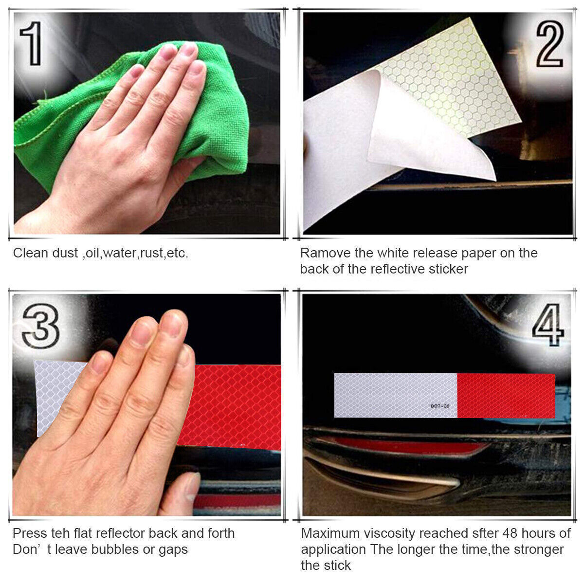 High Visible Auto Reflective Warning Tape Conspicuity Sign Safety Sticker Film