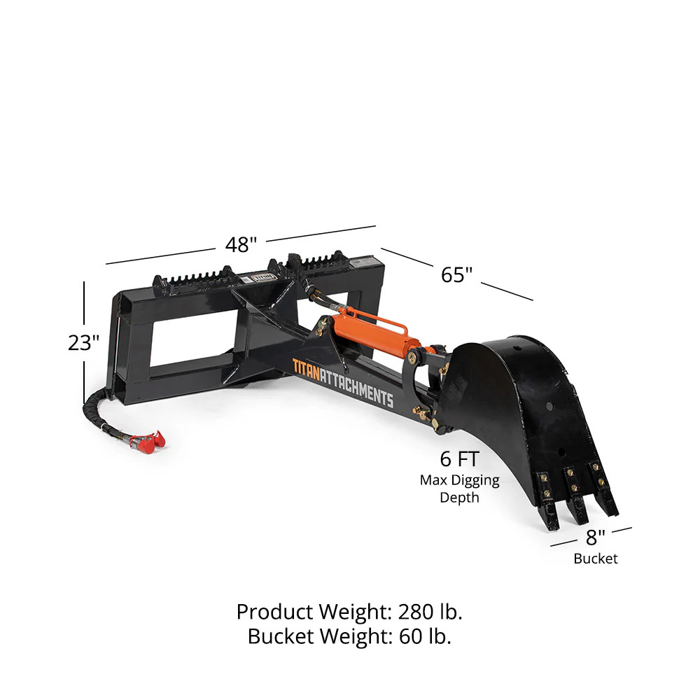Titan Attachments Skid Steer Fronthoe 8″ Bucket, Excavator Attachment