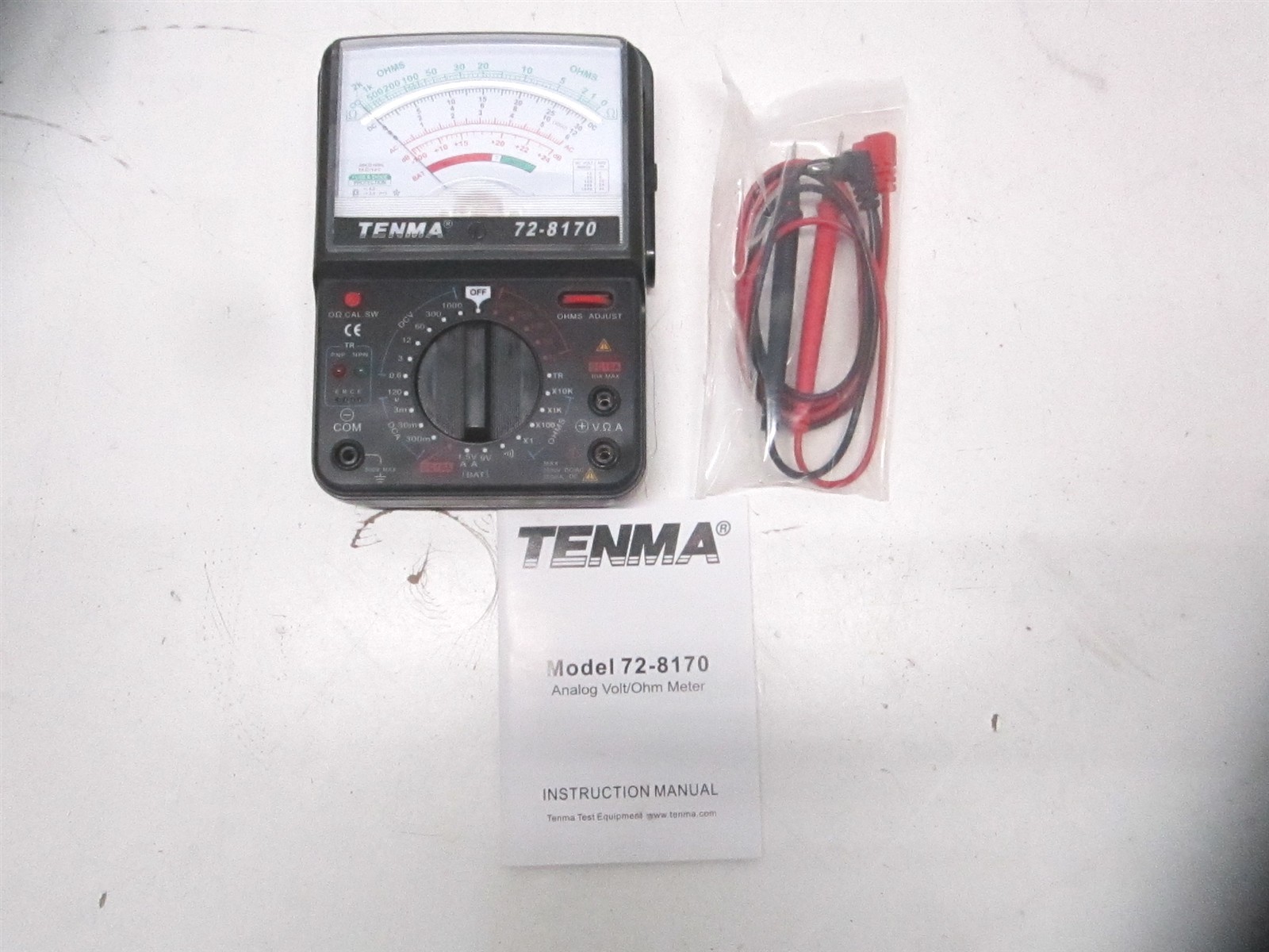 (72-8170) 1ohm to 10kohm 0.6V to 1000V 120µA to 10A Manual Analog Multimeter