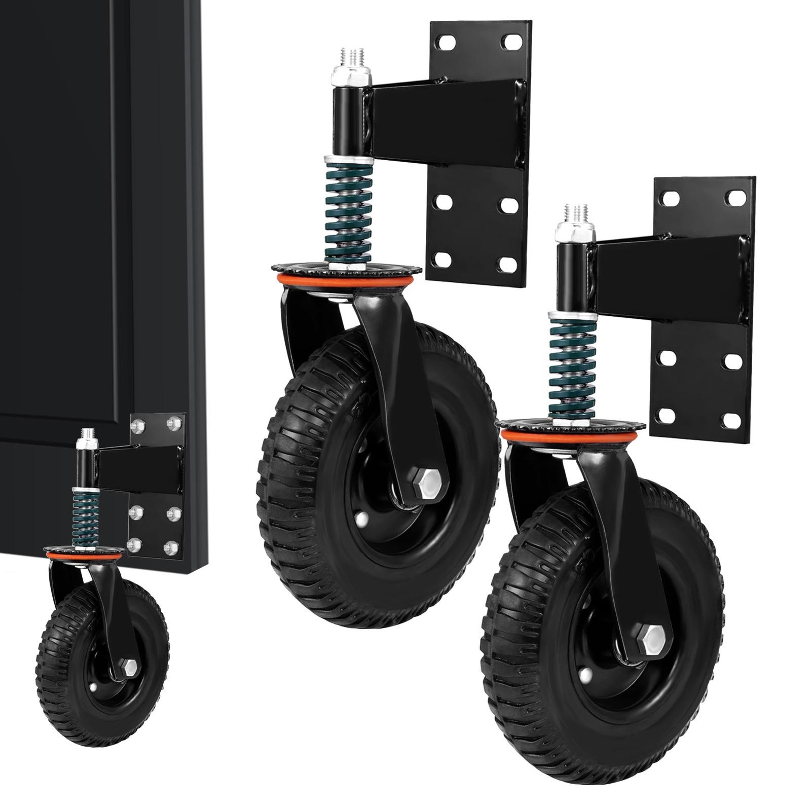 8″ Gate Wheels Heavy Duty Spring-Loaded Gate Caster For Metal Tube Gate & Wooden