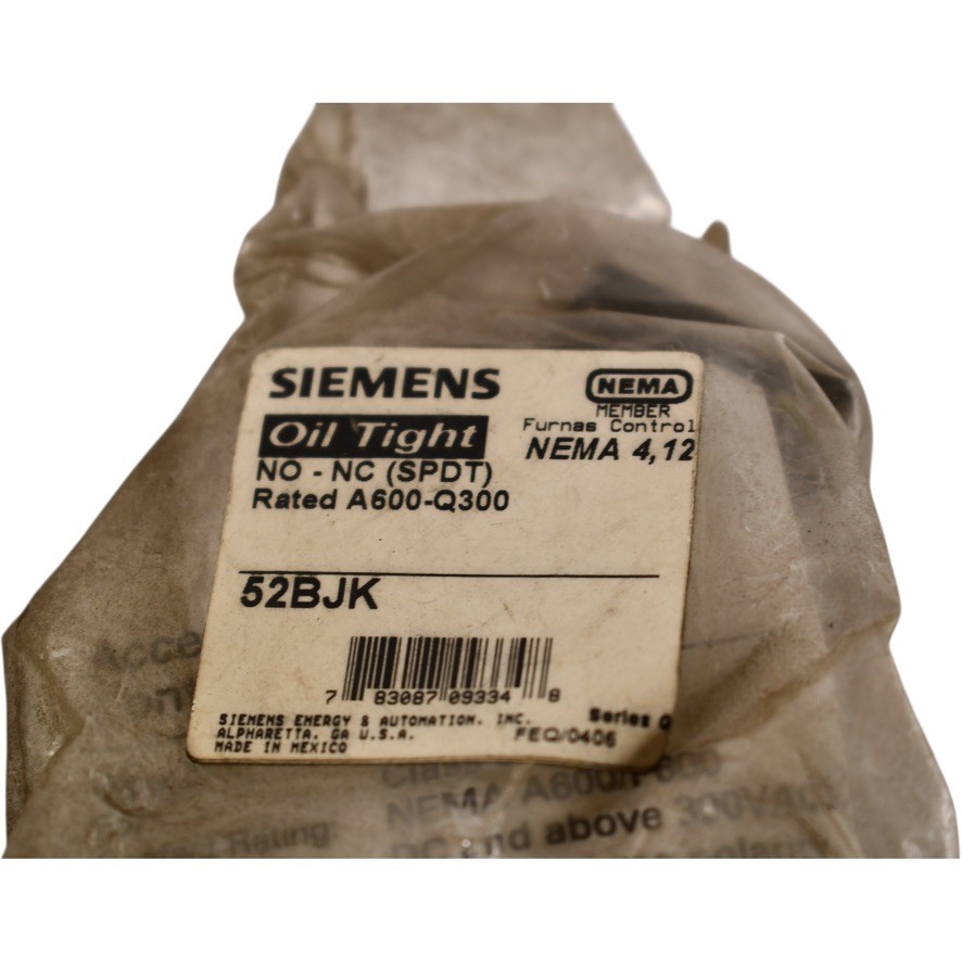NEW Siemens 52BJK 10A 600V AC/DC 30mm 1NO 1NC Contact Block