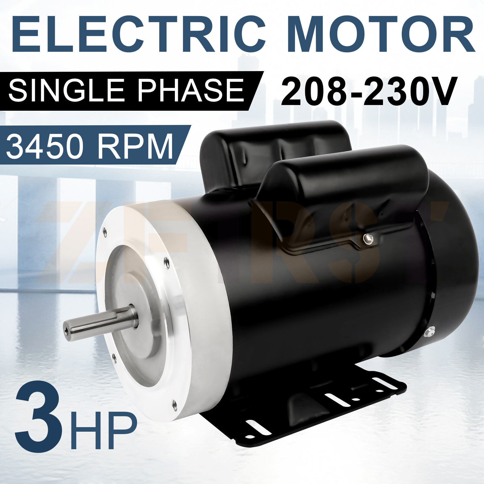 3HP Electric General Purpose Motor Single Phase 3450RPM 56C Frame 208-230V TEFC