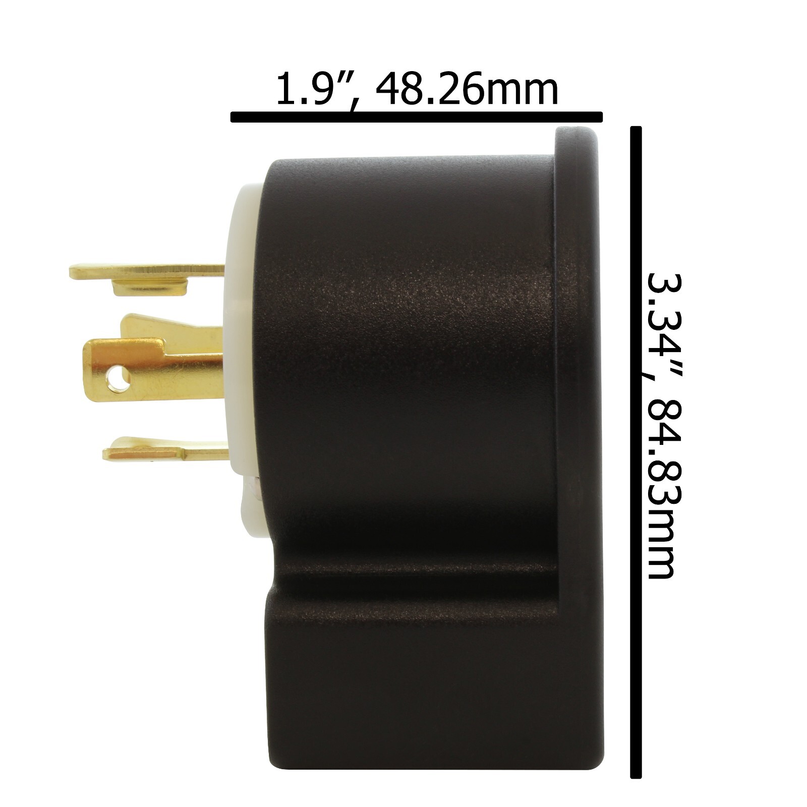30A 480V NEMA L16-30P 4-Prong Locking Male Right Angle Plug Assembly in Black