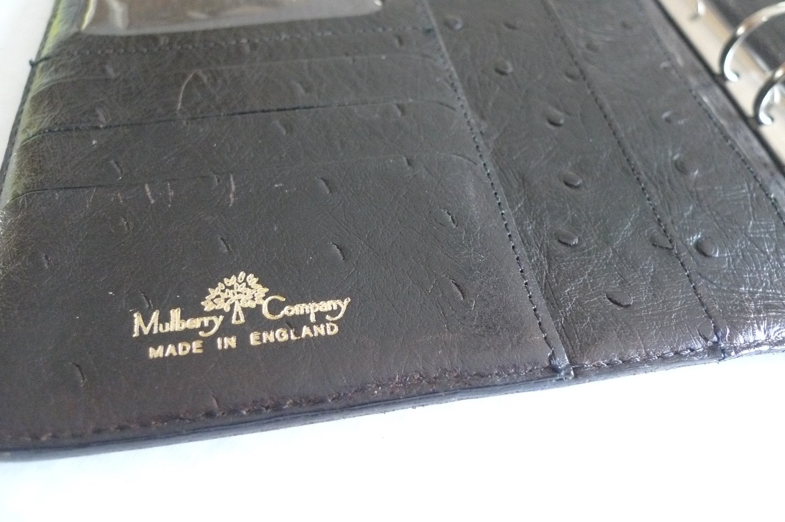 MULBERRY – A5 OSTRICH TEXTURED LEATHER PLANNER & PAPER SHEETS – MADE IN UK