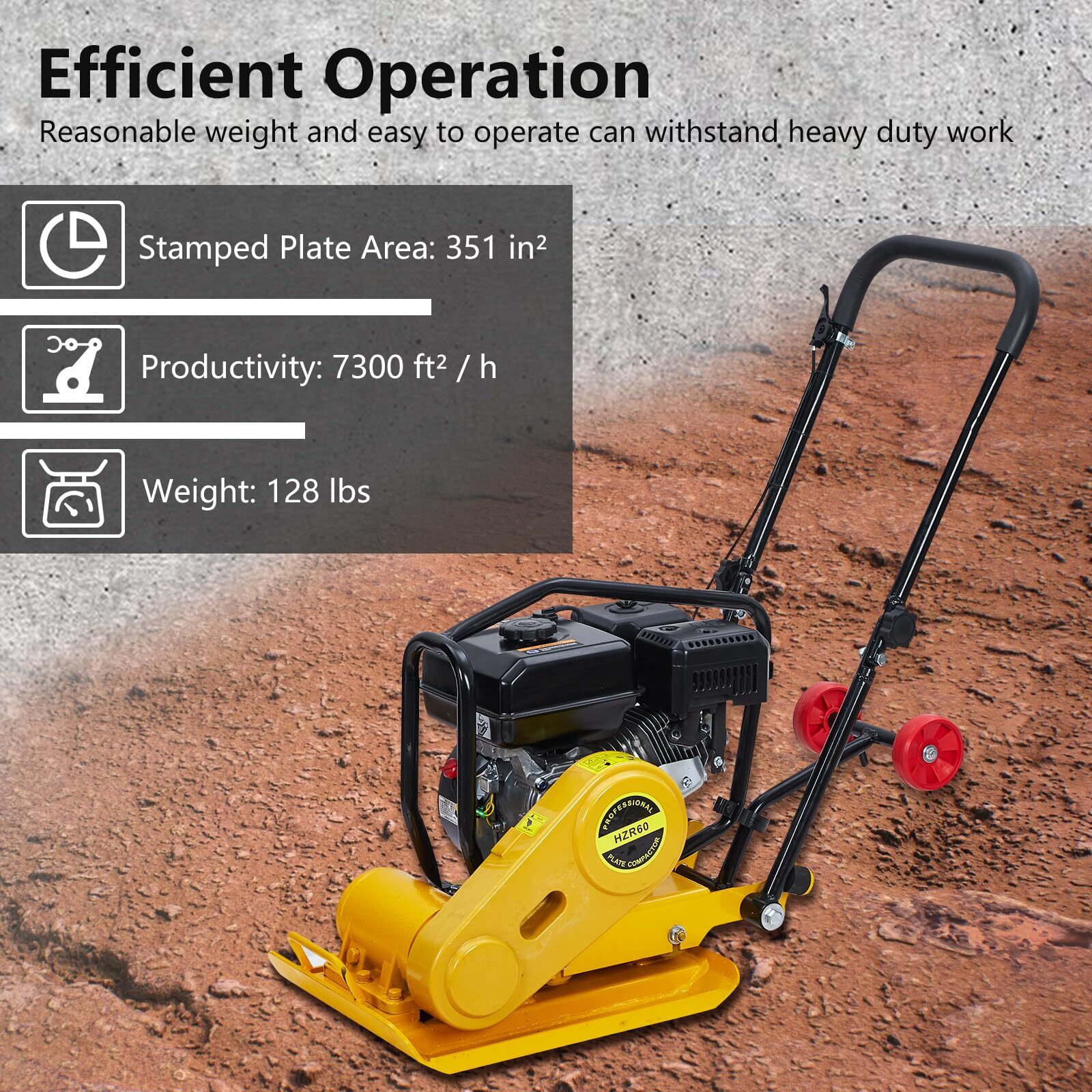 7.0HP Vibratory Plate Compactor Soil Dirt Rammer 212CC Gas Engine ,Force Tamper