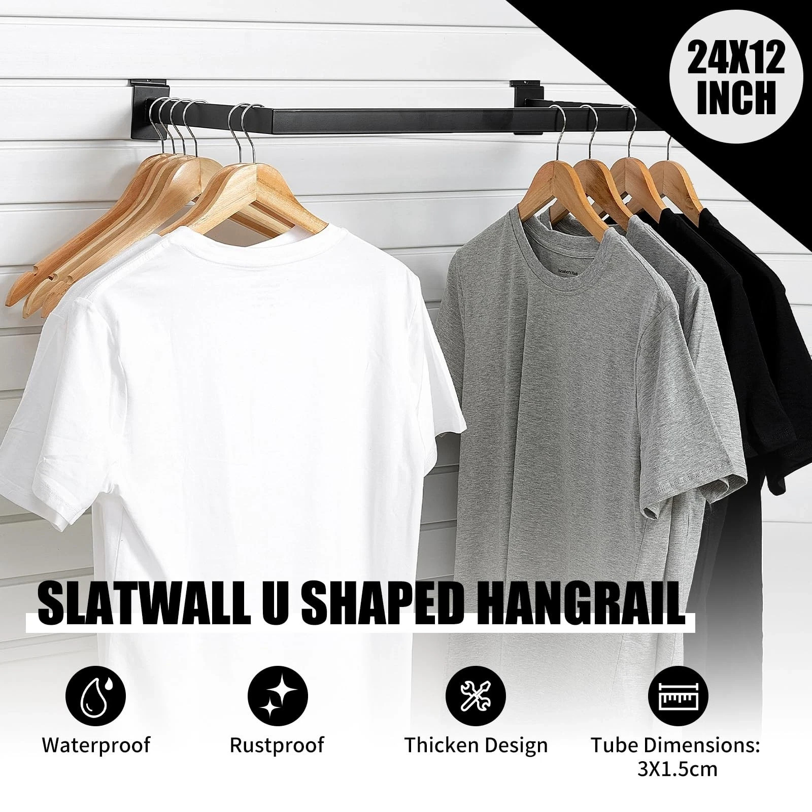 Slatwall U-Shaped Rectangular Tubing Hangrail – 24″x12″, Slatwall Accessories…
