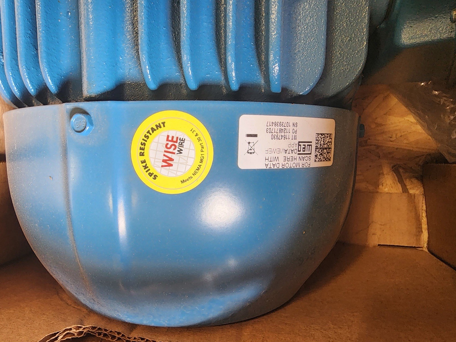 Weg AC Motor 00736ET3E184T-W22, 7.5 HP, 3485 RPM, 230/460VAC, 60Hz, 3Ph