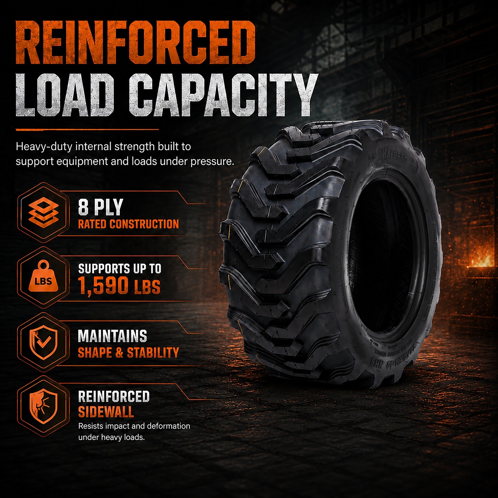 HALBERD 18×8.50-10 Skid Steer Tractor Tires 8 Ply Industrial 18×8.5×10 Tubeless
