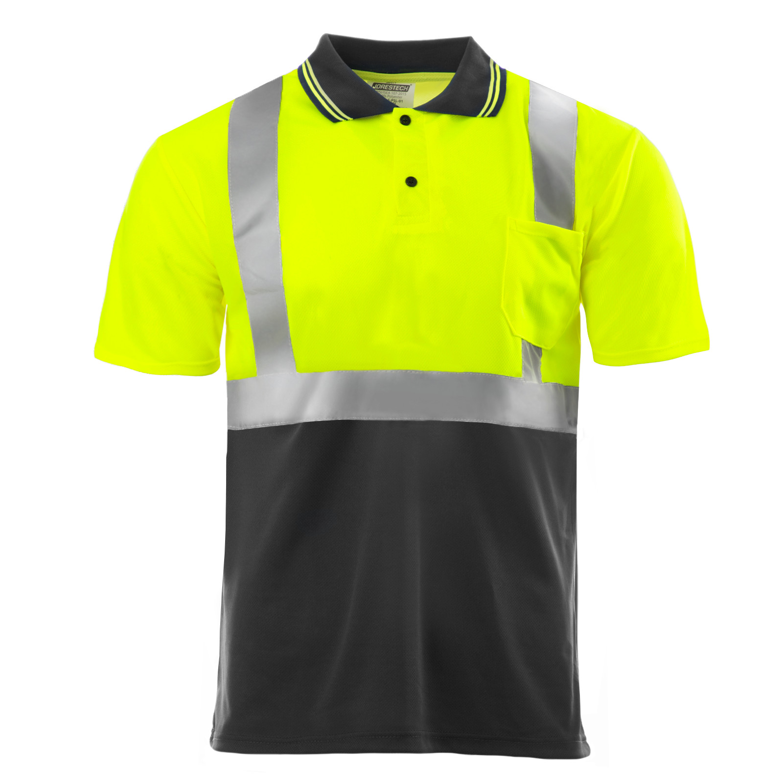 5 Pack NEW JORESTECH ANSI/ISEA Class 2 Safety Reflective Quick-Dry Polo Shirts