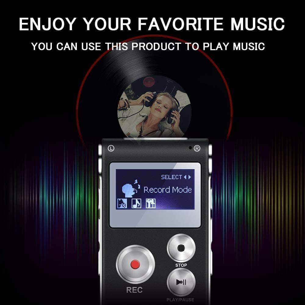 Digital Voice Recorder Dictaphone Mp3 Mini Pocket Audio Recorder Mic Lecture US